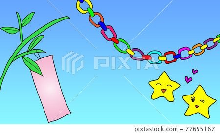 七夕裝飾和織姬彥星插圖（明星人物）水平位置 77655167