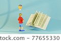Education concept. 3d of book and kid on blue background. Modern flat design isometric concept of Education. Back to school. 77655330