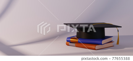 Education concept. 3d of book and graduate hat on white background. Modern flat design isometric concept of Education. Back to school. Education concept. 3d of book and graduate hat on white background. Modern flat design isometric concept of Education. Back to school. 77655388