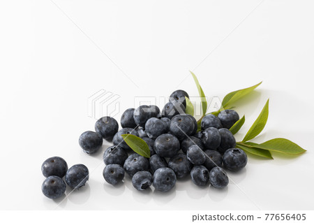 帶葉子的白色背景藍莓 帶葉子的白色背景藍莓 77656405
