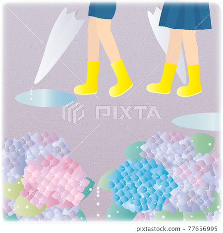 Scenery after the rain Hydrangea and yellow boots Scenery after the rain Hydrangea and yellow boots 77656995