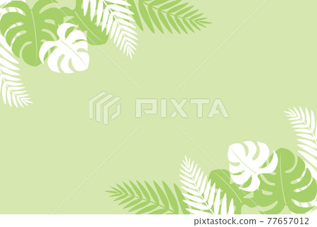 帶葉植物圖案的夏季賀卡明信片模板，無字母 77657012