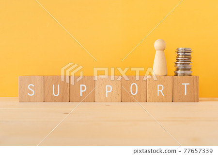 Support money, financial support | Building blocks, humanoid objects and money with "SUPPORT" written on them Support money, financial support | Building blocks, humanoid objects and money with "SUPPORT" written on them 77657339
