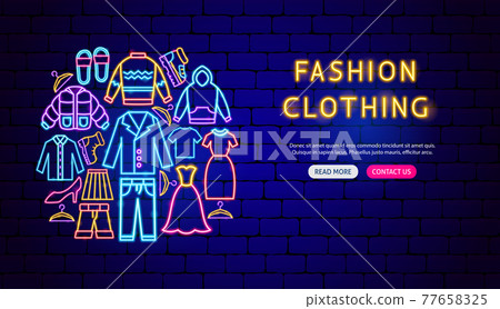 Fashion Clothing Neon Banner Design 77658325