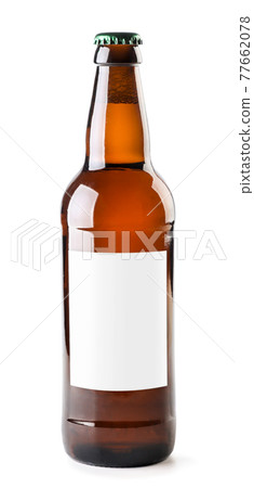 Beer bottle with blank label on a white background. Mockup 77662078