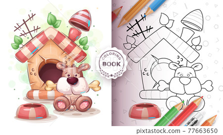 Dog in the booth - coloring page 77663650