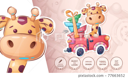 Giraffe in the car - cte sticker 77663652