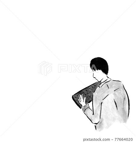 Input on a computer (person drawn in ink) Input on a computer (person drawn in ink) 77664020