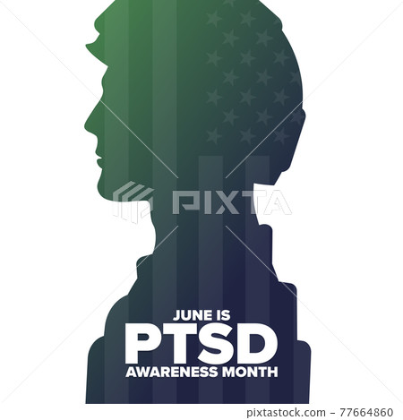 June is PTSD Awareness Month. Holiday concept. Template for background, banner, card, poster with June is PTSD Awareness Month. Holiday concept. Template for background, banner, card, poster with 77664860