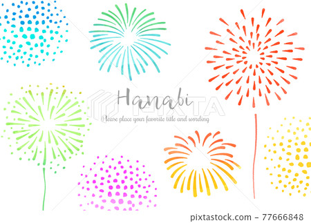 以煙花為主題的夏日形象的背景素材 插圖素材 圖庫