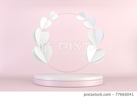 Mock up Minimal pink pedestal design for product show, 3D rendering 77668041