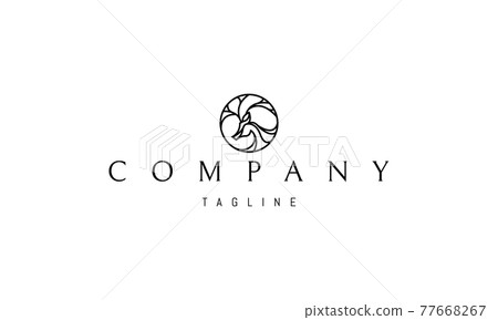 Vector logo on which an abstract image of a deer head in a linear style in a circle. Vector logo on which an abstract image of a deer head in a linear style in a circle. 77668267