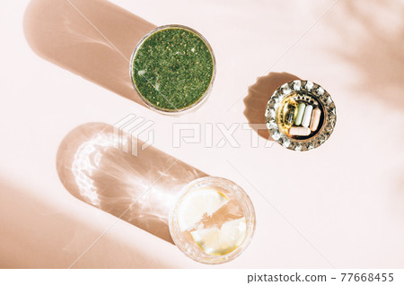 Green Smoothie, Lemon Water and Vitamins Green Smoothie, Lemon Water and Vitamins 77668455