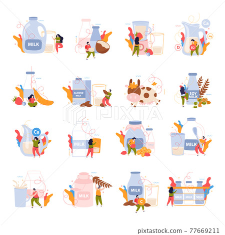 Milk Usage 4x4 Flat Icons 77669211