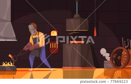 Blacksmith Workshop Cartoon Composition Blacksmith Workshop Cartoon Composition 77669223