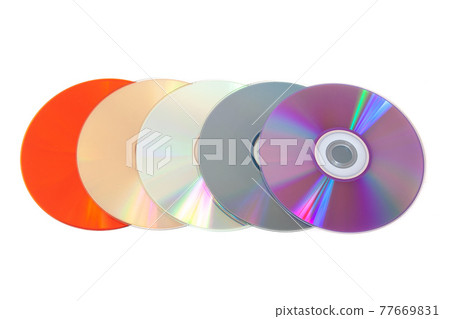 Several multi-colored CD on a white background Several multi-colored CD on a white background 77669831