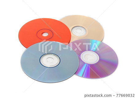 Several multi-colored CD on a white background Several multi-colored CD on a white background 77669832
