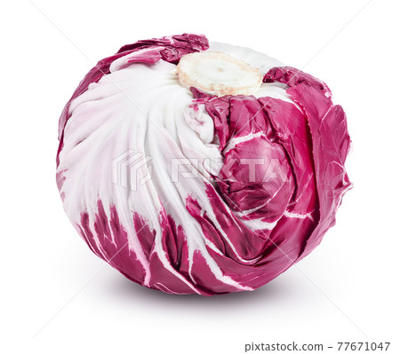 Fresh red radicchio salad isolated on white background with clipping path and full depth of field Fresh red radicchio salad isolated on white background with clipping path and full depth of field 77671047