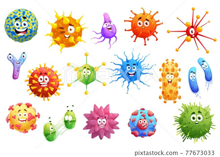 Cartoon viruses, microbes and bacteria characters Cartoon viruses, microbes and bacteria characters 77673033