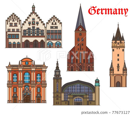 Germany landmarks of Hamburg, Munich, Frankfurt 77673127
