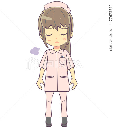 護士女人嘆息的插畫素材 護士女人嘆息的插畫素材 77673713