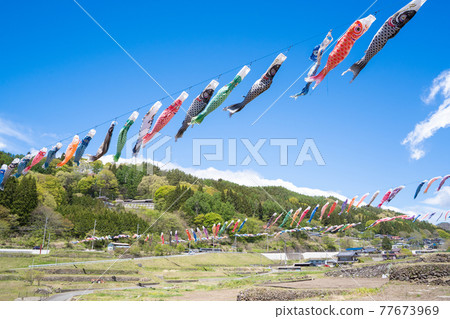 Road Station South Kiyosato carp streamer swimming in the sky 77673969