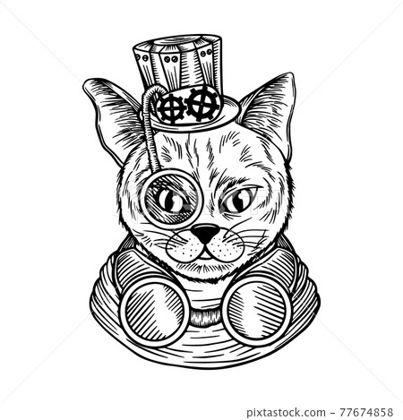 Vector Funny smart intelligent cat in glasses closeup. Portrait cool hipster cat in a winter scarf. Colored book vector illustration Vector Funny smart intelligent cat in glasses closeup. Portrait cool hipster cat in a winter scarf. Colored book vector illustration 77674858