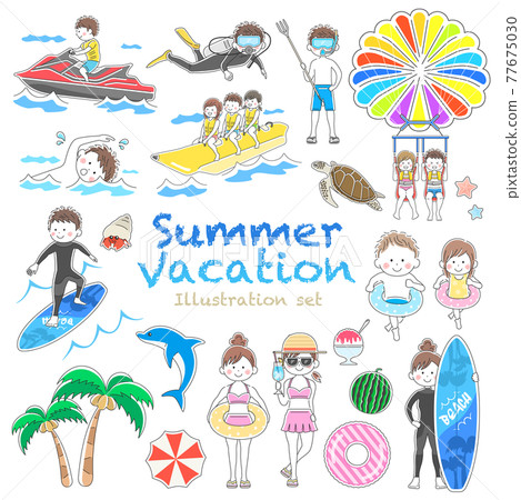 Summer leisure illustration set 77675030