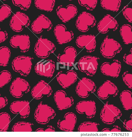Purple Heart shaped brush stroke seamless pattern background Purple Heart shaped brush stroke seamless pattern background 77676253