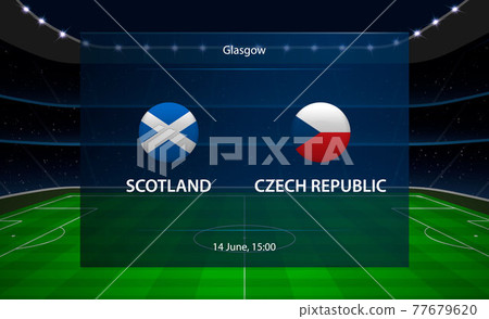 Scotland vs Czech Republic football scoreboard. Broadcast graphi 77679620