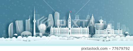 Illustration travel landmarks architecture Canada in toronto famous city. 77679792