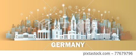 Technology wireless network communication smart city with architecture in Germany. Technology wireless network communication smart city with architecture in Germany. 77679796