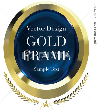 Frame oval laurel gold emblem blue with sample letters vector illustration Frame oval laurel gold emblem blue with sample letters vector illustration 77679925