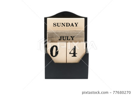 wooden calendar with date of independence day 77680270