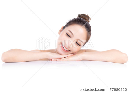 Beautiful asian Woman with Fresh Skin. Face care . Facial treatment . Cosmetology , beauty and spa. Asian women portrait. Beautiful asian Woman with Fresh Skin. Face care . Facial treatment . Cosmetology , beauty and spa. Asian women portrait. 77680320