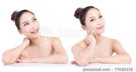 Beautiful asian Woman with Fresh Skin. Face care . Facial treatment . Cosmetology , beauty and spa. Asian women portrait. Beautiful asian Woman with Fresh Skin. Face care . Facial treatment . Cosmetology , beauty and spa. Asian women portrait. 77680338