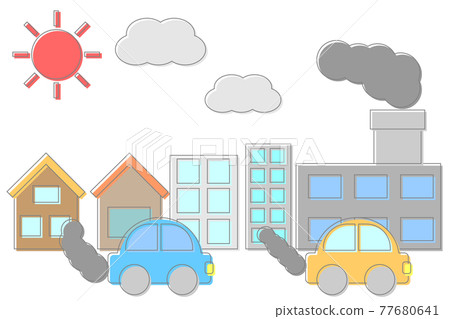 Cityscape causing greenhouse gases 77680641