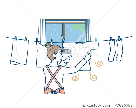 室內烘乾,洗衣異味,臭主婦,家務,女人,插畫素材 室內烘乾,洗衣異味,臭主婦,家務,女人,插畫素材 77680792