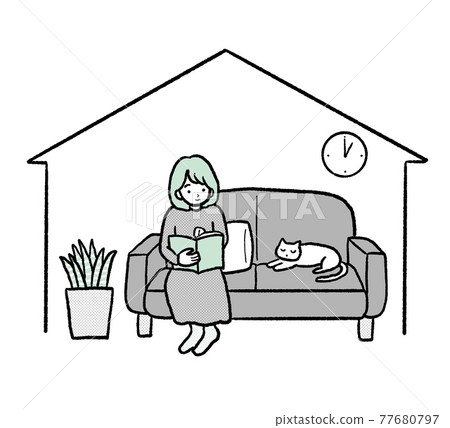 Illustration of stay at home stay home 77680797