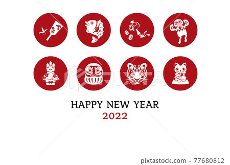 2022 New Year's card postcard template illustration 2022 New Year's card postcard template illustration 77680812
