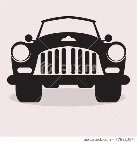 Muscle Classic or retro car front view. Flat and solid color vintage vector illustration. Muscle Classic or retro car front view. Flat and solid color vintage vector illustration. 77681394