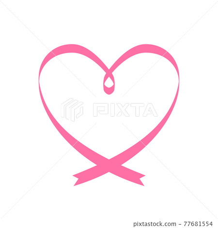 Heart-shaped pink ribbon illustration 77681554