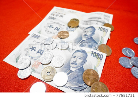 Money, Japanese Yen, Cash, Old Banknotes and Coins 77681731
