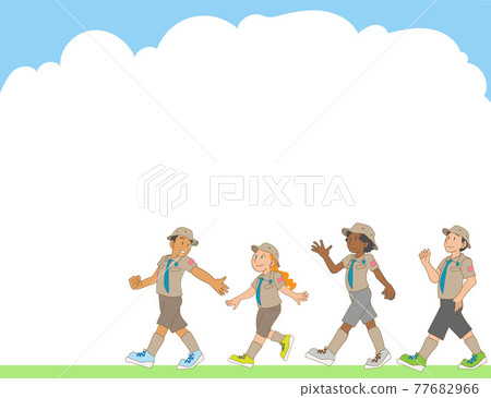 Frame material for multi-ethnic children doing boy scouting 77682966