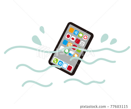 Illustration of a smartphone that is likely to break when immersed in water 77683115