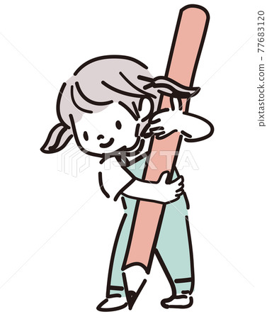 學習拿著鉛筆的女孩的形象插圖 77683120
