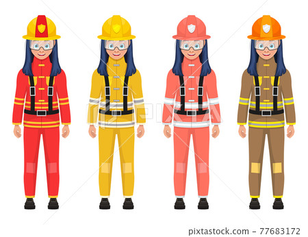Girl firefighter vector design illustration isolated on white background 77683172