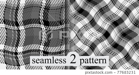 Black and white plaid pattern set. 77683231