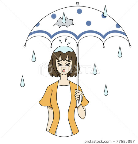 撐破雨傘的女人 77683897
