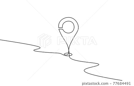 One line map point location business symbol. Continuous lineart icon delivery service map market. Shipping online shopping direction city address position pin vector illustration One line map point location business symbol. Continuous lineart icon delivery service map market. Shipping online shopping direction city address position pin vector illustration 77684491
